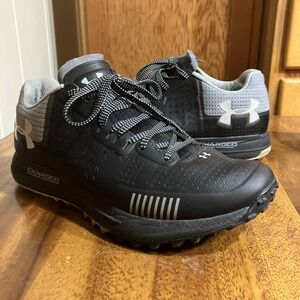 Under Armour Charged Kids Athletic Shoes Size Youth 7.5 Y Black Grey Logo